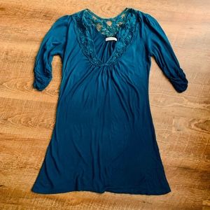 Forever 21 Dark Blue Cyan Crochet Knit Tunic